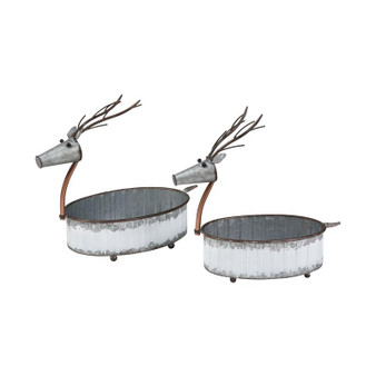 Winterbrigde Set Of 2 Reindeer Pots "201080"