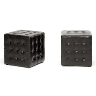 Siskal Dark Brown Cube Ottoman - (Set Of 2) BH-5589-DARK BROWN-OTTO By Baxton Studio