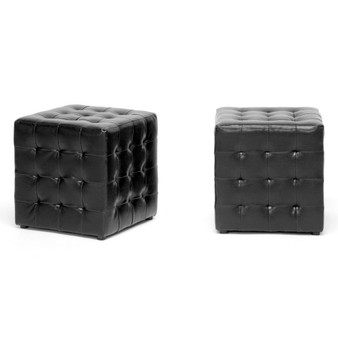 Siskal Black Cube Ottoman - (Set Of 2) BH-5589-BLACK-OTTO By Baxton Studio