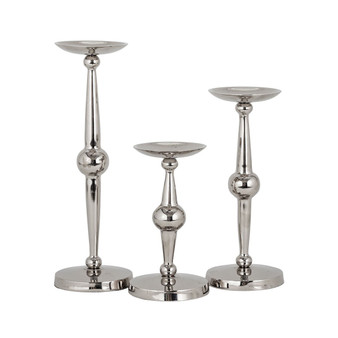 Cornell Set Of 3 Pillar Candle Holders - Silver "621628/S3"