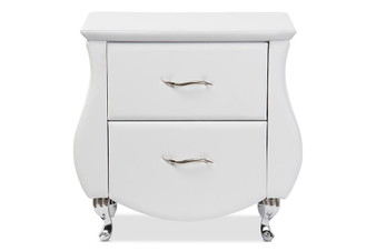 Erin White Faux Leather Upholstered Nightstand BBT3116-White-NS By Baxton Studio