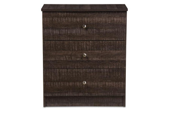 Decon Espresso Brown Wood 3-Drawer Storage Chest B06-Brown By Baxton Studio