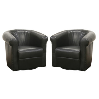 Julian Brown Faux Leather Club Chair With 360 Degree Swivel A-282-Black By Baxton Studio