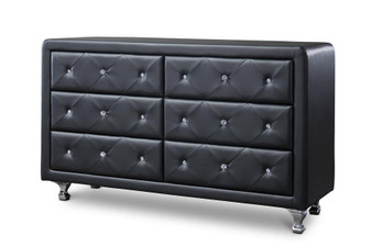 Luminescence Black Faux Leather Upholstered Dresser BBT2030-Dresser-Black By Baxton Studio