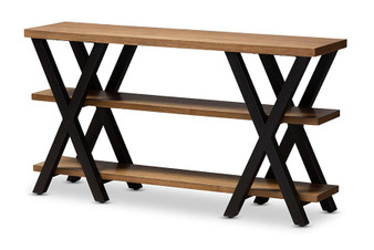 Wood And Dark Bronze-Finished Metal Console Table YLX-2715 By Baxton Studio