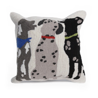 Frontporch Three Dogs Indoor/Outdoor Pillow Multi 18" Square "7Fp8S426744"