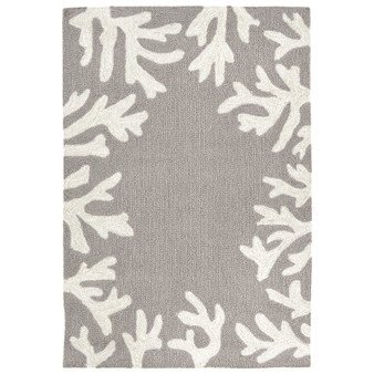 Capri Coral Border Indoor/Outdoor Rug Silver 20"X30" "Cap12162047"