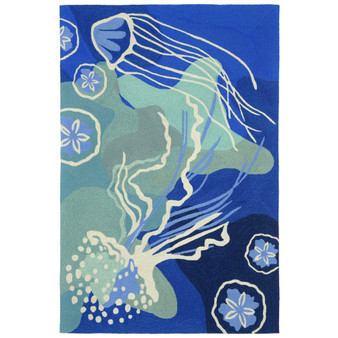 Capri Jelly Fish Indoor/Outdoor Rug Blue 42"X66" "Cap46166504"