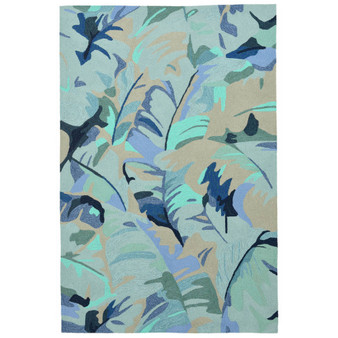 Capri Palm Leaf Indoor/Outdoor Rug Blue 42"X66" "Cap46166803"