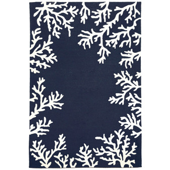 Capri Coral Border Indoor/Outdoor Rug Navy 5'X7'6" "Cap57162033"