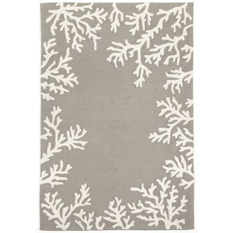 Capri Coral Border Indoor/Outdoor Rug Silver 5'X7'6" "Cap57162047"