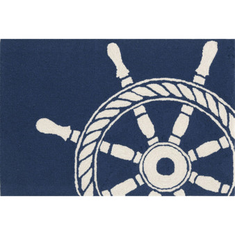 Frontporch Ship Wheel Indoor/Outdoor Rug Navy 24"X36" "Ftp23145633"