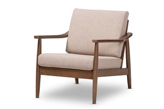 Venza Fabric Uph. Lounge Chair Venza-Brown/Walnut Brown-CC By Baxton Studio