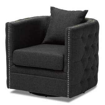 Modern And Contemporary Upholstered Tufted Swivel Chair TSF7718-Grey-CC By Baxton Studio