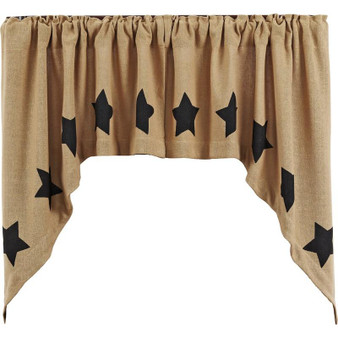 Burlap W/Black Stencil Stars Swag Set Of 2 36X36X16 "12396"