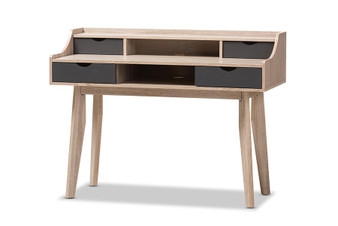 Fella 4-Drawer Study Desk SESD610-Hana Oak/Dark Grey-Desk By Baxton Studio