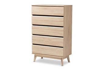 Miren SECOD5014-Hana Oak/Dark Grey-5DW-Chest By Baxton Studio