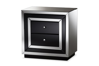 Cecilia Hollywood Regency Mirrored 2-Drawer Nightstand RXF-721 By Baxton Studio