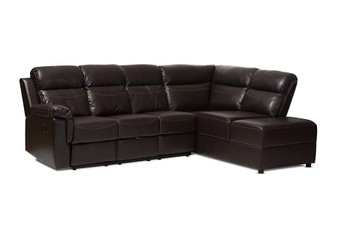 Roland Leather 2-Piece Recliner Sectional R1818-Dark-Brown-SF By Baxton Studio