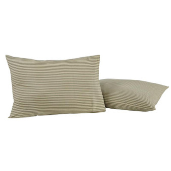 Prairie Winds Green Ticking Stripe Standard Pillow Case Set Of 2 "50701"