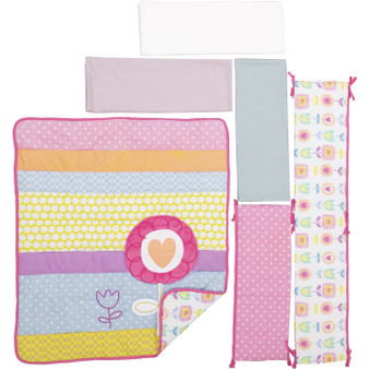 Tulip Floral Crib Set (Includes: Crib Quilt, Crib Sheet, Dust Ruffle, Bumper, Valance, 3-Blankets) "59958"