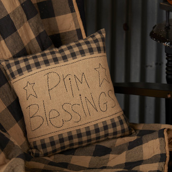 Black Check Prim Blessings Pillow 12X12 "56647"