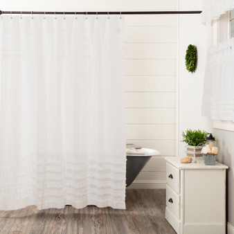 White Ruffled Sheer Petticoat Shower Curtain 72X72 "51601"