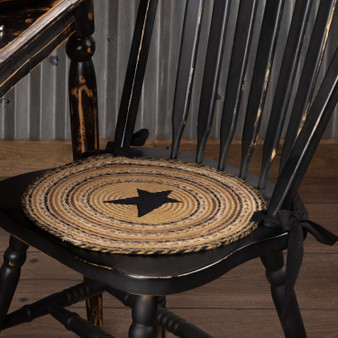 Kettle Grove Jute Chair Pad Applique Star Set Of 6 "51239"