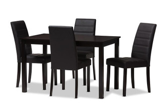 Brown Faux Leather Upholstered 5-Piece Dining Set LW22/LW12758R53-5PC-Dining Set By Baxton Studio