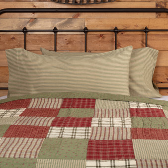 Prairie Winds Green Ticking Stripe King Pillow Case Set Of 2 21X40 "56749"