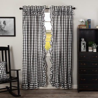 Annie Buffalo Black Check Ruffled Panel Set Of 2 84X40 "51108"