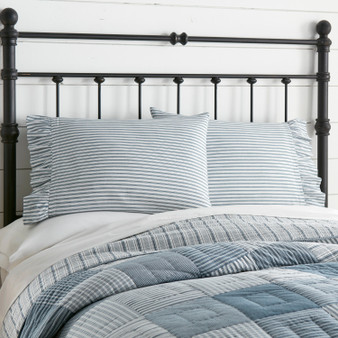 Sawyer Mill Blue Ticking Stripe Standard Pillow Case Set Of 2 21X30 "51911"