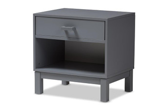 Deirdre Modern And Contemporary Grey Wood 1-Drawer Nightstand HNS01-Grey-NS By Baxton Studio