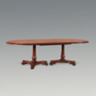 Corun Dining Table Two Pedestal In Wood Finish "33866"