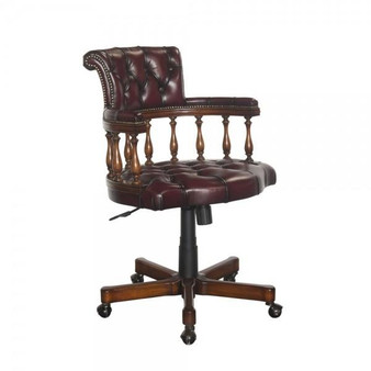 Captain Chair With Tufted Leather On Wheels "33938NWN"