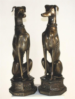 31 Inches High Bronze Sitting Dog As A Pair "A2733"