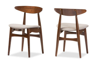 Flora Light Grey Fabric Dining Chair - (Set Of 2) Flora-Medium Oak-DC By Baxton Studio