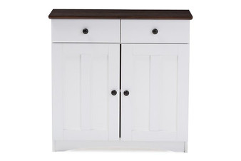 Lauren 2-Tone Buffet Kitchen Cabinet DR 883400-White/Wenge By Baxton Studio