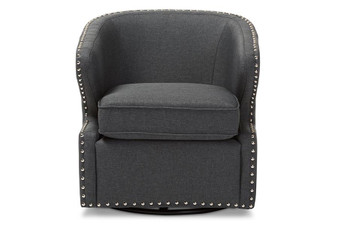 Finley Grey Fabric Upholstered Swivel Armchair DB-203-Gray By Baxton Studio