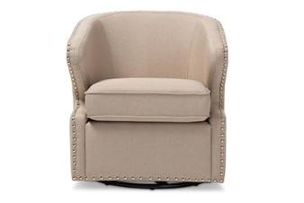Finley Beige Fabric Upholstered Swivel Armchair DB-203-Beige By Baxton Studio