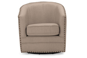 Porter Retro Beige Fabric Upholstered Swivel Tub Chair DB-182-beige By Baxton Studio