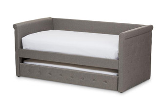 Alena Light Grey Fabric Daybed With Trundle CF8825-Light Grey-Daybed By Baxton Studio