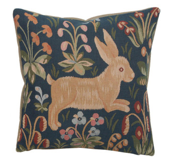Running Rabbit In Blue French Cushion "WW-8631-12102"