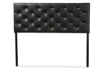 Viviana Faux Leather Button-Tufted Queen Headboard BBT6506-Black-Queen HB By Baxton Studio