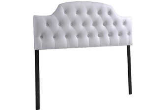 Morris Queen Button-Tufted Scalloped Headboard BBT6496-White-Queen HB By Baxton Studio