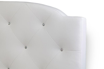 Canterbury White Leather Queen Bed BBT6440-Queen-White By Baxton Studio