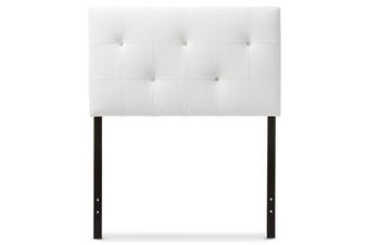 Kirchem White Faux Leather Twin Headboard BBT6432-White-Twin HB By Baxton Studio