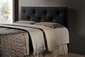Dalini Full Faux Leather Headboard With Buttons BBT6432-Black-HB-Full By Baxton Studio