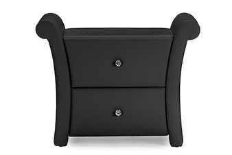 Victoria Leather 2-Drawers Nightstand Bedside Table BBT3111A1-Black-NS By Baxton Studio