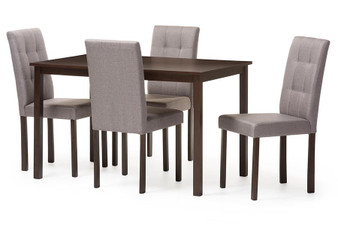 Andrew 5-Piece Grid-Tufted Dining Set Andrew 5PC Grey 9-Grids Dining Set By Baxton Studio